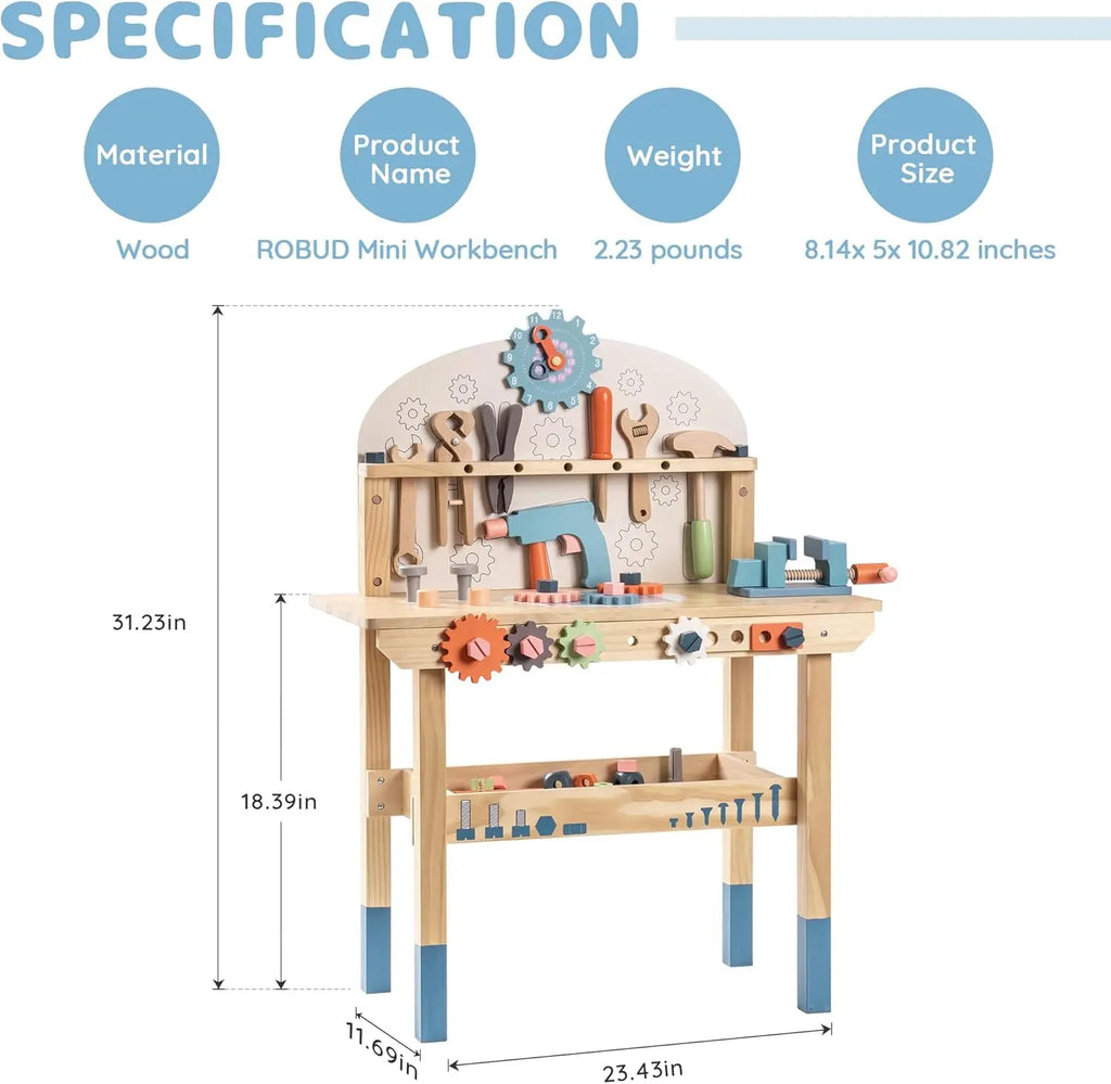Montessori Wooden Tool Bench for Kids