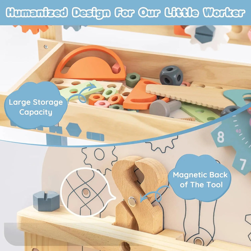 Montessori Wooden Tool Bench for Kids
