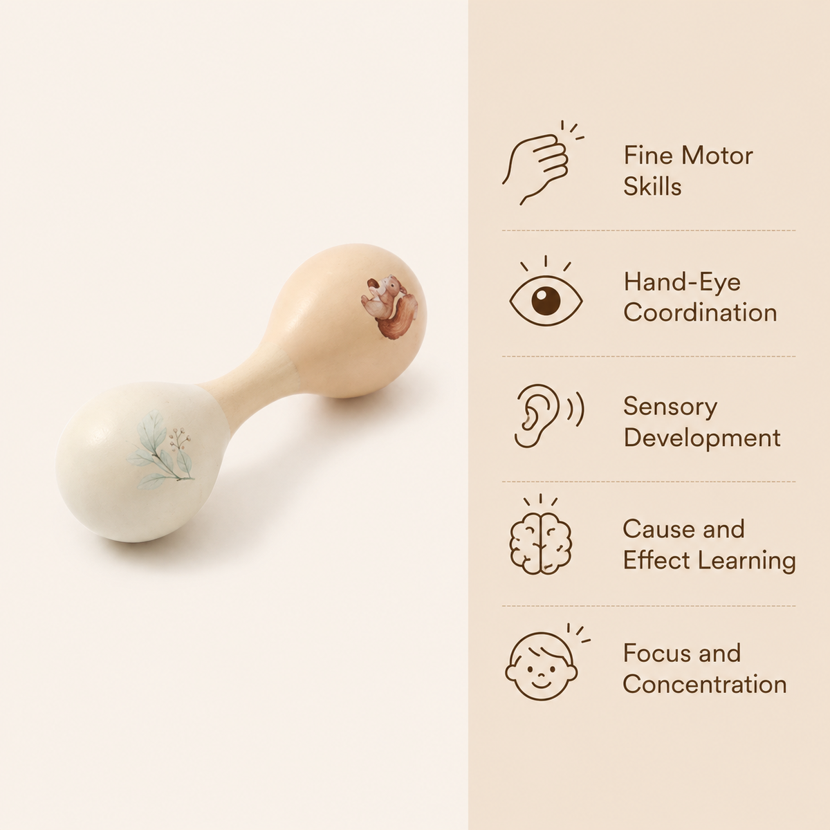 Montessori Double-Ended Baby Rattle Montessori Nation