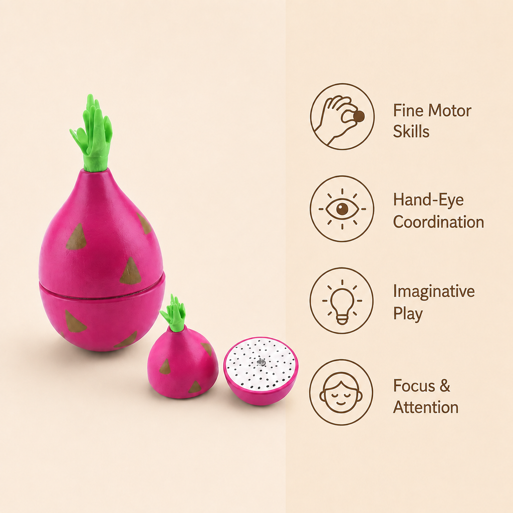 Montessori Dragon Fruit Cutting Toy Montessori Nation