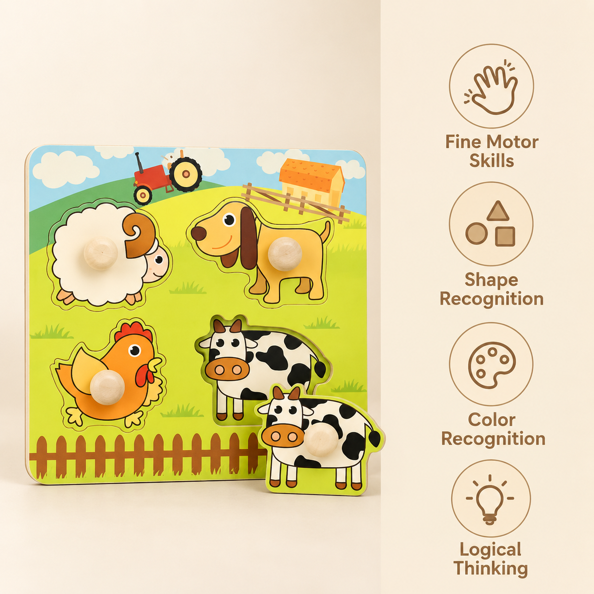 Montessori Farm Animal Peg Puzzle Montessori Nation