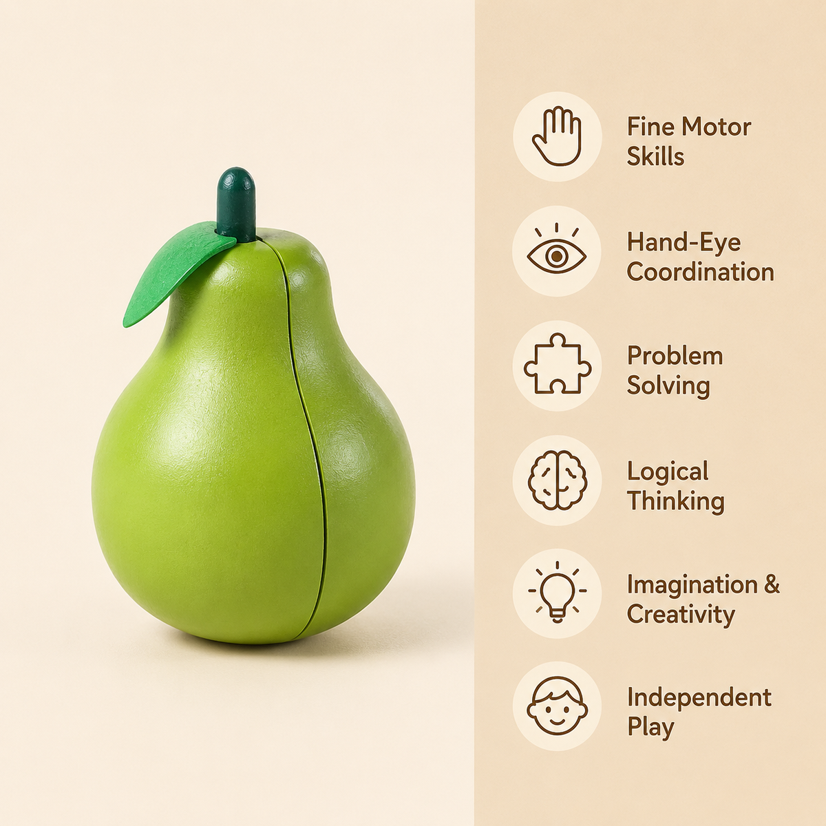 Montessori Magnetic Pear Cutting Toy Montessori Nation