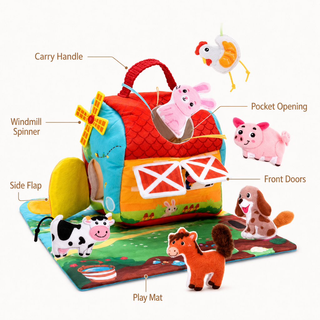 Montessori Plush Farm Activity Toy Montessori Nation