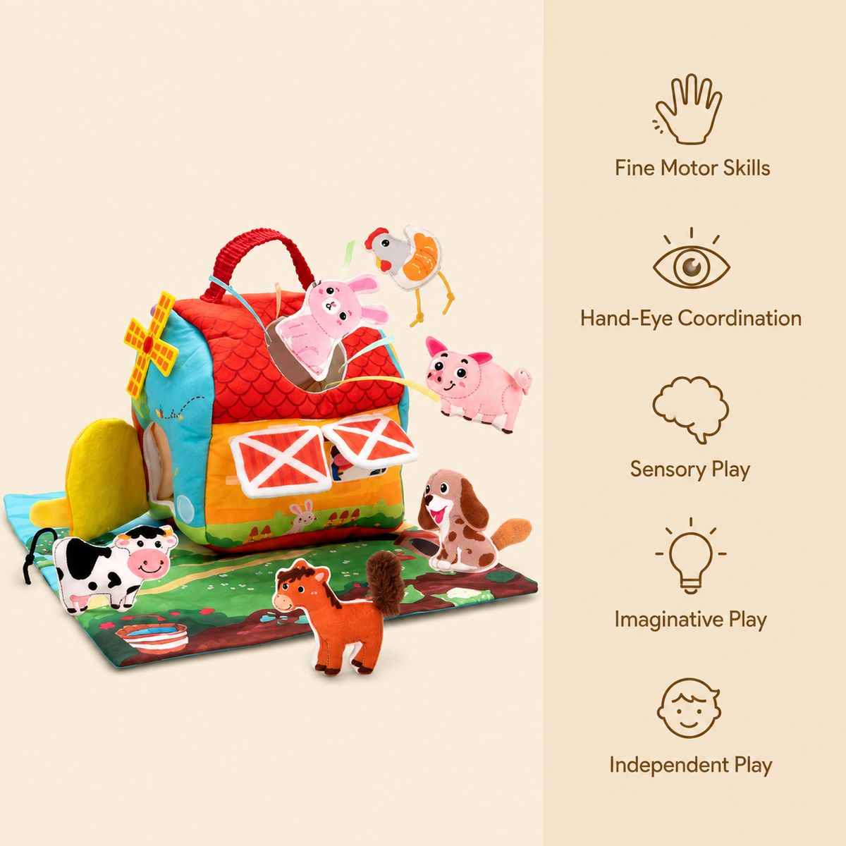 Montessori Plush Farm Activity Toy Montessori Nation