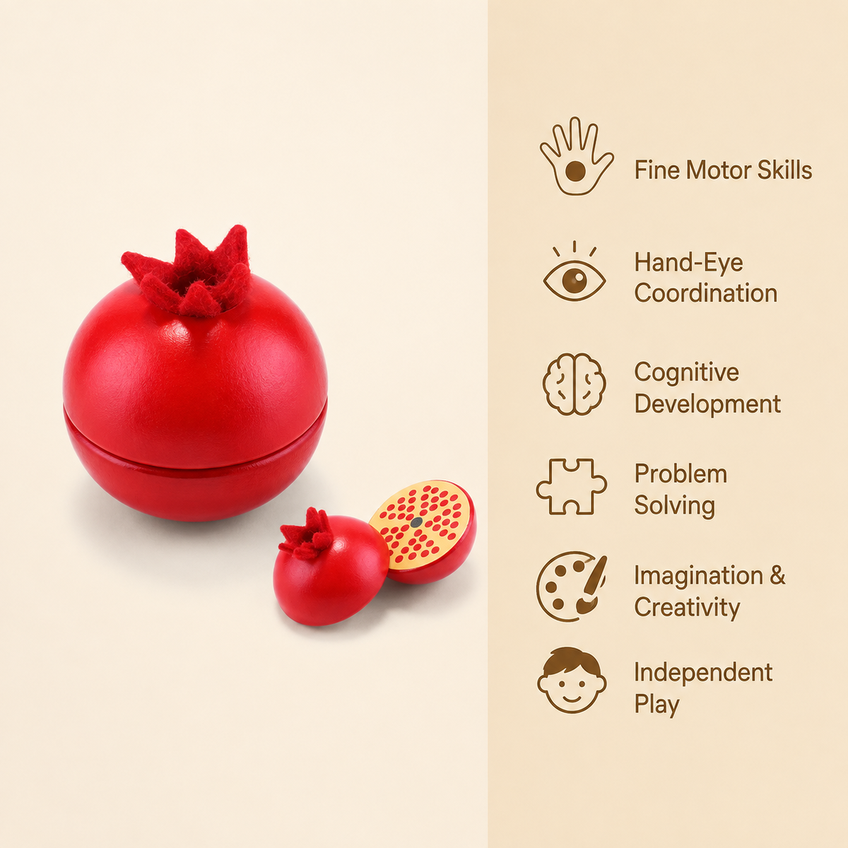 Montessori Pomegranate Cutting Toy Montessori Nation
