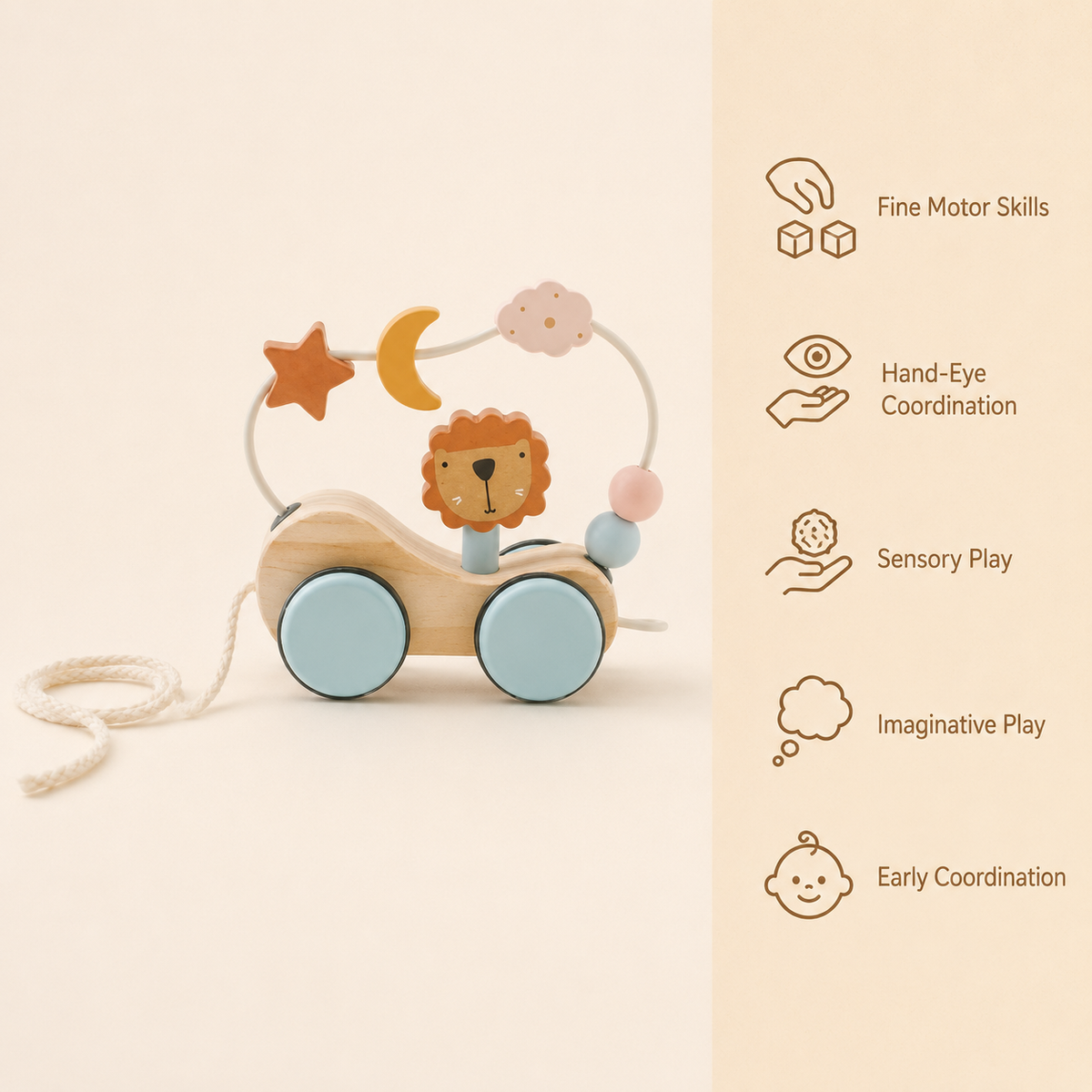 Montessori Pull Along Lion Toy Montessori Nation
