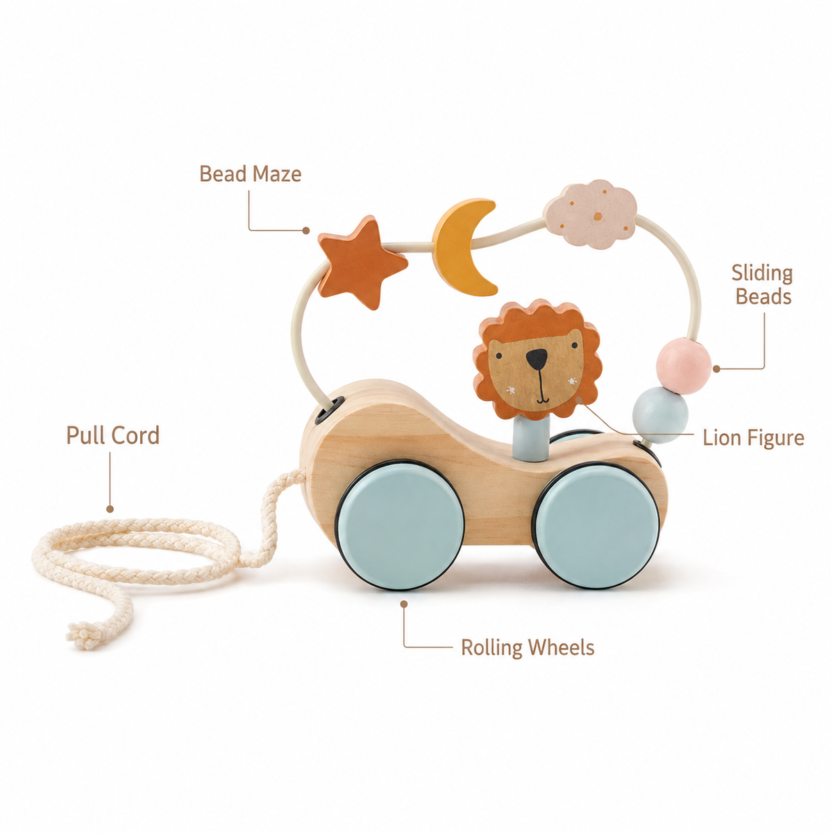 Montessori Pull Along Lion Toy Montessori Nation