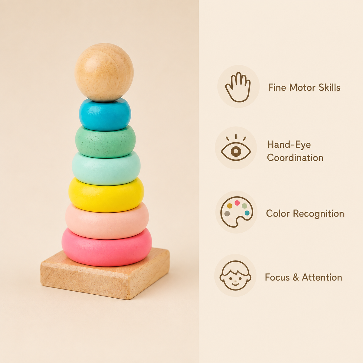 Montessori Rainbow Ring Stacker Montessori Nation