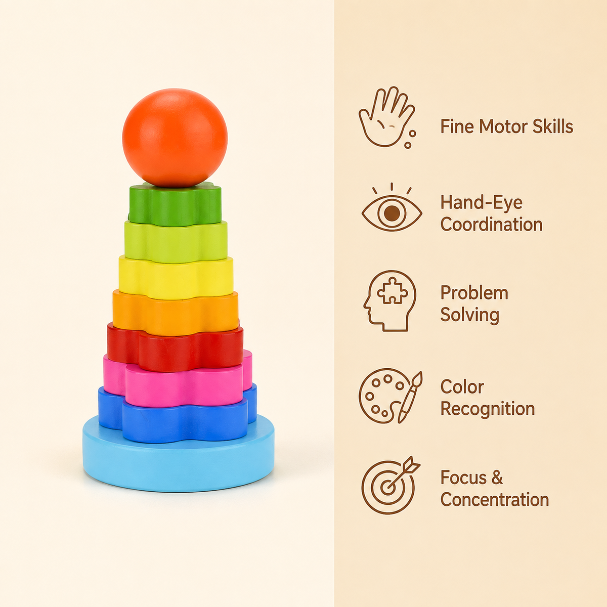 Montessori Rainbow Stacking Tower Montessori Nation
