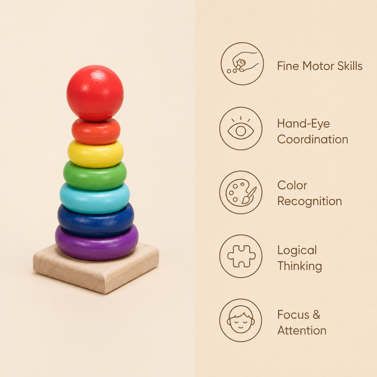 Montessori Rainbow Stacking Tower Montessori Nation