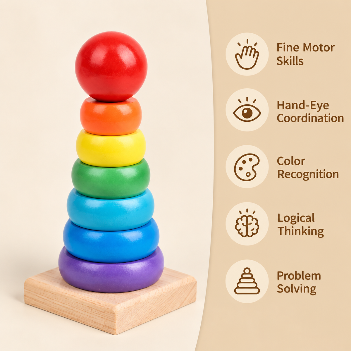 Montessori Rainbow Stacking Toy Montessori Nation