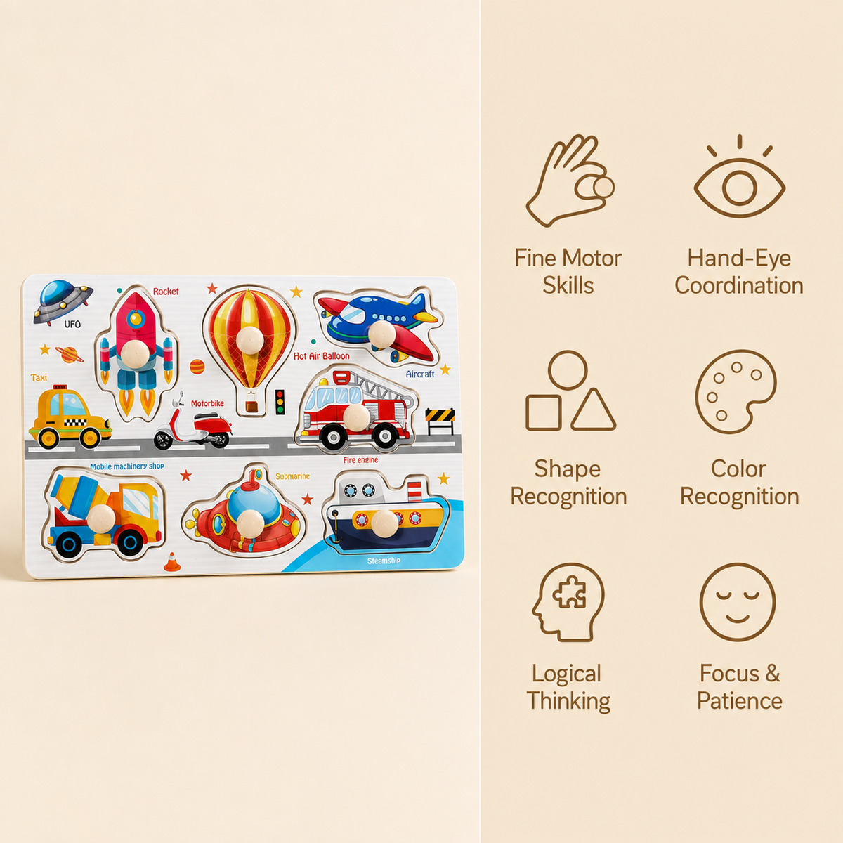 Montessori Vehicle Peg Puzzle Montessori Nation